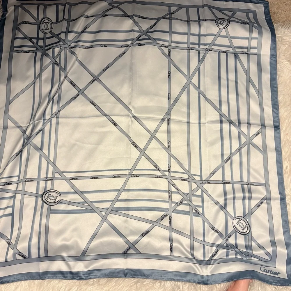Cartier Silky Scarf 35x35 Purple Monogram Luxury Square Scarf ‼️LAST one